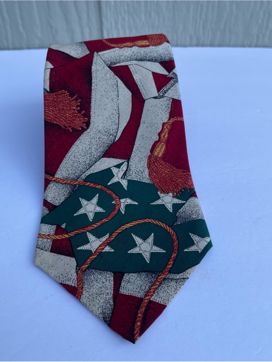 Polo Ralph Lauren Other - VTG Polo Ralph Lauren Tie American Flag 100% Silk Made By Hand In USA Party REAR
